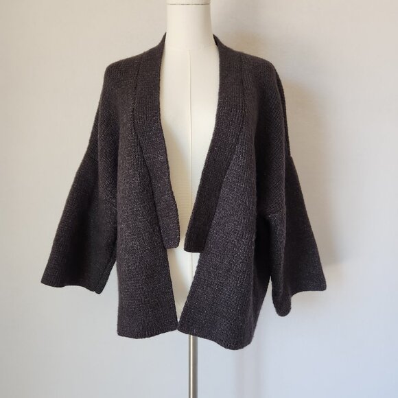 Pilcro Anthropologie Open Front Kimono Cardigan Sweater Charcoal - Picture 1 of 15